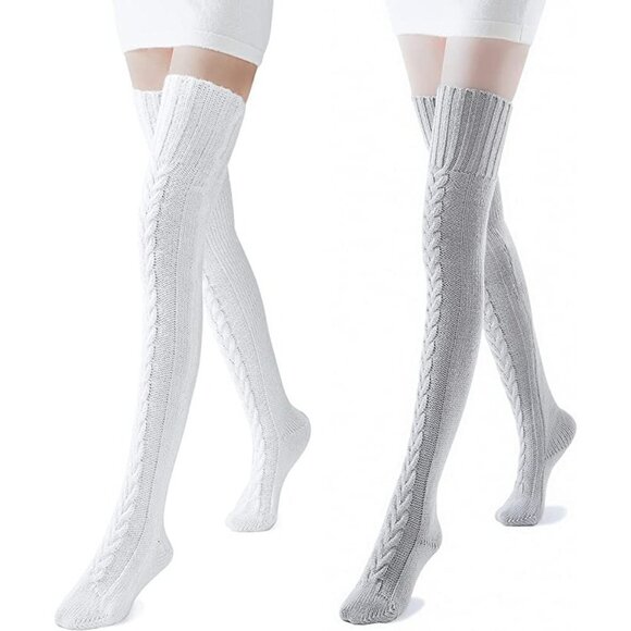 KNEE High Socks Lace Long Warm Stockings Boots Dress Slouch Winter Fall NWT - Picture 2 of 6